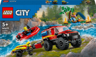 60412 LEGO® City 4x4 Ugniagesių Visureigis Su Gelbėjimo Valtimi