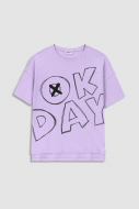 MOKIDA marškinėliai trumpomis rankovėmis MONOCHROMATIC GIRL, violetiniai, WM3143202MOG-016