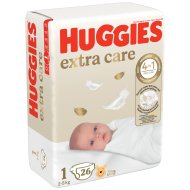 HUGGIES sauskelnės EXTRA CARE 1, 2-5kg, 26 vnt., 2592021