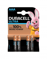 Duracell Ultra šarminės AAA baterijos, 4 baterijų pakuotė