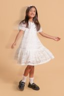 COCCODRILLO suknelė trumpomis rankovėmis ELEGANT JUNIOR GIRL, ecru, WC4204EJG-003-