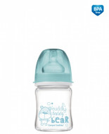 CANPOL BABIES plataus kaklelio buteliukas Anti-Colic EasyStart glass 120ml Forest Friends 79/001