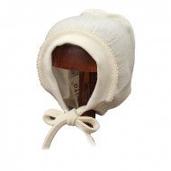 LORITA merino vilnos kepurė kūdikiui išvirkščiomis siūlėmis, ecru, 44 cm, 145