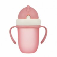 CANPOL BABIES puodelis su silikoniniu šiaudeliu MATTE PASTELS, rožinis, 9 mėn+, 210 ml, 56/522_pin