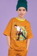 COCCODRILLO marškinėliai trumpomis rankovėmis DIGITAL WORLD JUNIOR, medaus spalvos, WC3143203DWJ-026