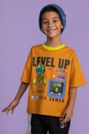 COCCODRILLO marškinėliai trumpomis rankovėmis DIGITAL WORLD KIDS, medaus spalvos, WC3143203DWK-026
