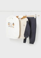 MAYORAL marškinėliai ilgomis rankovėmis, susegamas džemperis su gobtuvu ir sportinės kelnės 3C, charcoal, 2875-66