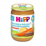 HiPP ekologiška morkų ir bulvių tyrelė su ėriuko mėsa 4m+ 190g 6123