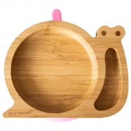 ECO RASCALS lėkštė su limpančiu dugnu ir dviem skyreliai, Bamboo Snail