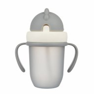 CANPOL BABIES puodelis su silikoniniu šiaudeliu MATTE PASTELS, pilkas, 9 mėn+, 210 ml, 56/522_grey