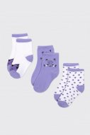 COCCODRILLO kojinės SOCKS GIRL, violetinės, 30/33 dydis, 3 vnt., WC2382613SOG-016