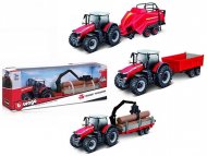 BBURAGO 10cm ūkio traktorius Massey Ferguson su priekaba, asort., 18-31850
