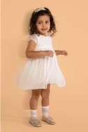 COCCODRILLO suknelė trumpomis rankovėmis ELEGANT BABY GIRL, balta, WC4128205EBG-001-0
