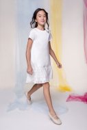 COCCODRILLO suknelė trumpomis rankovėmis ELEGANT JUNIOR GIRL, balta, WC3128205EJG-001
