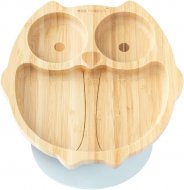 ECO RASCALS lėkštė su limpančiu dugnu ir trimis skyreliai, Bamboo Owl