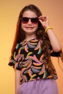 COCCODRILLO marškinėliai trumpomis rankovėmis JUNGLE MIX GIRL KIDS, juodi, WC3143202JGK-021