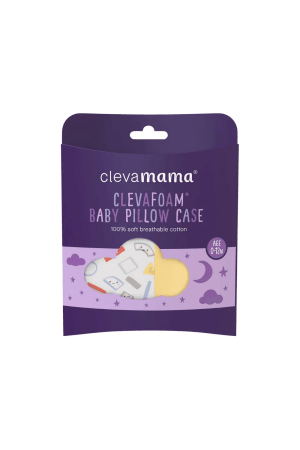CLEVAMAMA ClevaFoam® kūdikių pagalvėlės užvalkalas Grey/Yellow, 3341 