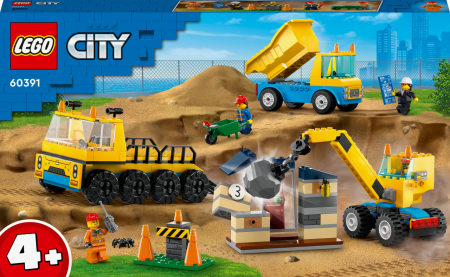 60391 LEGO® City Statybiniai sunkvežimiai ir kranas su griaunamuoju rutuliu 60391