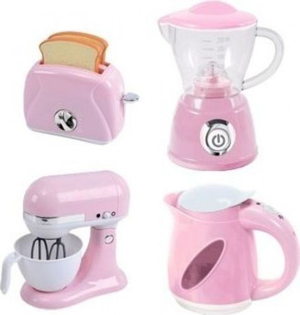 PLAYGO virtuviniai prietaisai (virdulys, trintuvas, plakiklis ir skrudintuvė) rožinės spalvos, 38286 38286