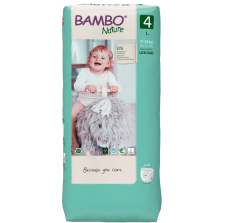 BAMBO sauskelnės - kelnaitės NATURE 4 dydis, aukštas,  7-14 kg, 40 vnt., BAMBN0184 BAMBN0184