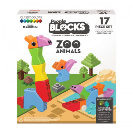 PEOPLE BLOCKS Magnetinių kaladėlių rinkinys Zoo gyvūnai, PB321 