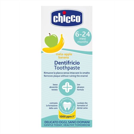CHICCO dantų pasta su fluoru, obuolių-bananų skonio, 6-24 mėn., 50 ml,  00007428000000 