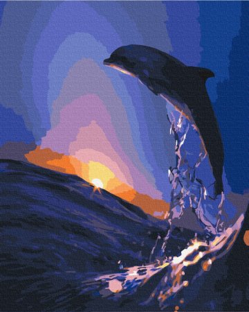 BRUSHME spalvinimo pagal skaičius rinkinys Sunset dolphin, BS5186 BS5186