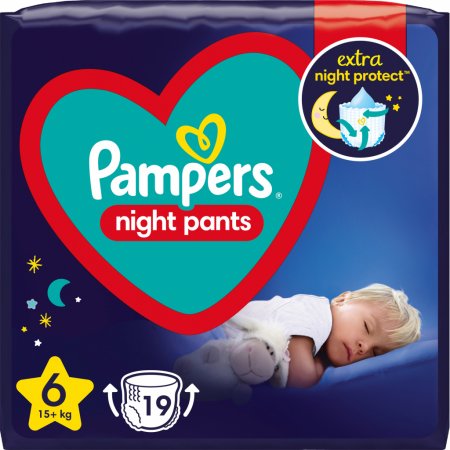PAMPERS naktinės sauskelnės-kelnaitės, Night Pants, dydis 6, 19 vnt, 15kg+, 81758421 81758421