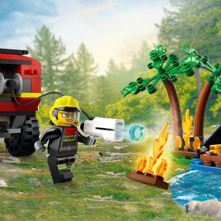 60412 LEGO® City 4x4 Ugniagesių Visureigis Su Gelbėjimo Valtimi 