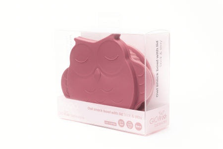 INNOGIO silikoninis dubenėlis su dangteliu GIOfresh OWL, pink, 6m +, GIO-910PINK 