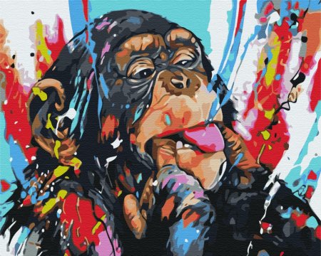 BRUSHME spalvinimo pagal skaičius rinkinys Colored chimpanzee, BS51960 BS51960