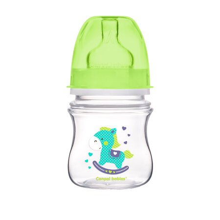 CANPOL BABIES plataus kaklelio buteliukas EASYSTART, colorful animals, 3-6 mėn+, 120 ml, 35/205 35/205