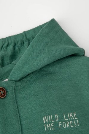 COCCODRILLO susegamas džemperis su gobtuvu NATURE NEWBORN, žalias, WC4132401NAN-011-0 