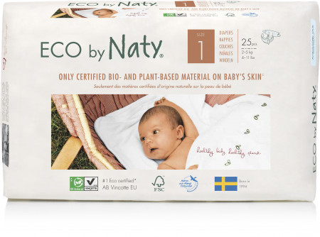 Eco by NATY sauskelnės 1 dydis 2-5kg 25 vnt. 8178358