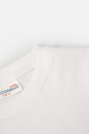COCCODRILLO marškinėliai trumpomis rankovėmis RACER 90' KIDS, balti, WC4143202RAK-001- 