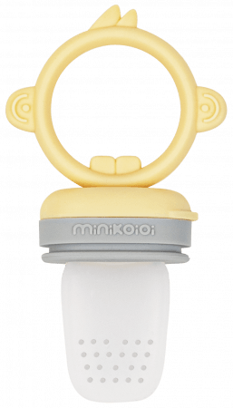 MINIKOIOI silikoninis maitintuvas, 6m+, Mellow Yellow/Powder Grey, 101130003 101130003