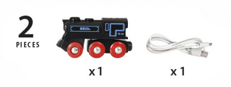 BRIO RAILWAY traukinys su pakraunamu varikliu ir USB kabeliu, 33599 33599