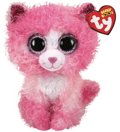 TY Beanie Boos pliušinė katė su rožiniais garbanotais plaukais REAGAN 15cm, TY36308 TY36308