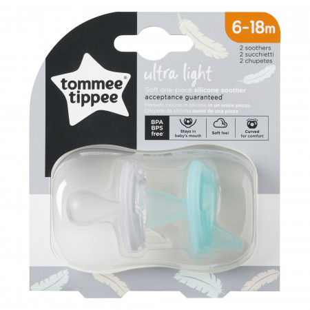 TOMMEE TIPPEE silikoniniai čiulptukai ULTRA LIGHT, 6-18 mėn., 2vnt., 433459 433459