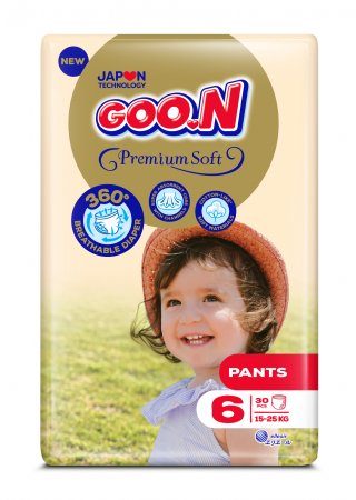 GOO.N sauskelnės-kelnaitės, Premium Soft, 6 dydis, 30 vnt., 15-25 kg 4902011862584