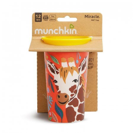 MUNCHKIN  mokomasis puodelis, žirafa, Miracle 360 Wildlove,  6mėn+, 266 ml, 05183501 5183501