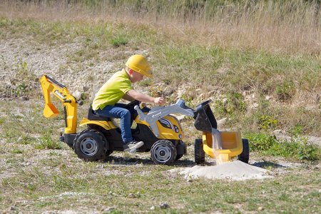 SMOBY Traktorius pedalinis su priekaba Builder Max oranžinis, 7600710301/7600710304 7600710304
