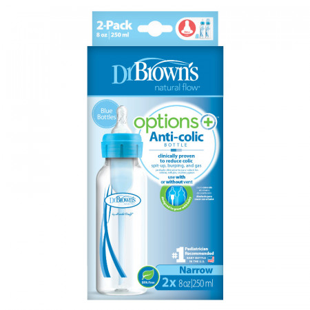 DR. BROWNS buteliukai siauru kakleliu OPTIONS+, mėlyna, 250 ml, 2 vnt., SB82405-ESX SB82405-ESX