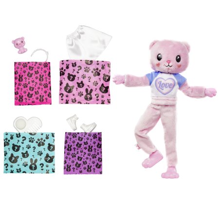 BARBIE Cutie Reveal lėlė marškinėlių serija meškutė, HKR04 HKR04