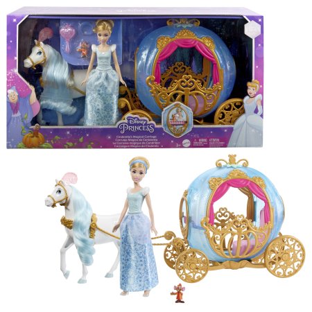 DISNEY PRINCESS lėlės Cinderella su magiška karieta rinkinys, HLX35 HLX35