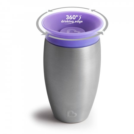 MUNCHKIN nerūdijančio plieno puodelis, Miracle 360, 12mėn+, violetinis, 296ml, 05190901 5190901