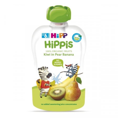 HiPP ekologiška kriaušių, bananų ir kivių tyrelė 6m+ 100g 8527 8527