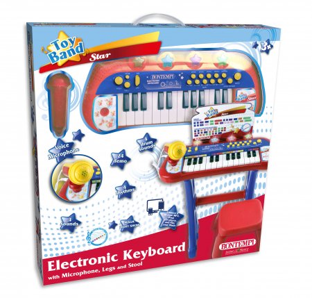 BONTEMPI elektroninis pianinas su mikrofonu, stovu ir kėde, 13 2410 132410