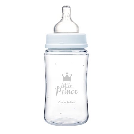CANPOL BABIES plataus kaklelio buteliukas EASYSTART ROYAL BABY, 240 ml, 35/234_blu 35/234_blu