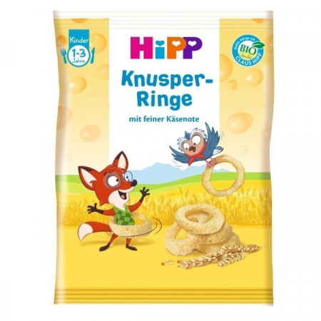 HiPP ekologiški kukurūzų žiedai su sūriu 12m+ 25g 82014 82014